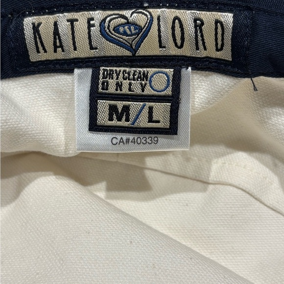 Kate Lord M/L White Bucket Sun Hat with Navy Trim - 100% Cotton - Picture 7 of 10